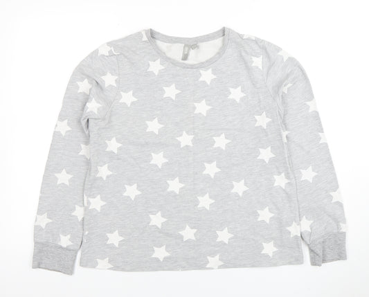 ASOS Women Grey Star Print Pullover Sweatshirt UK 10 Long Sleeve