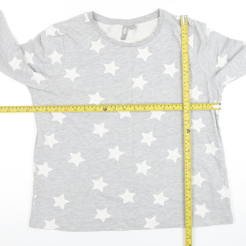 ASOS Women Grey Star Print Pullover Sweatshirt UK 10 Long Sleeve