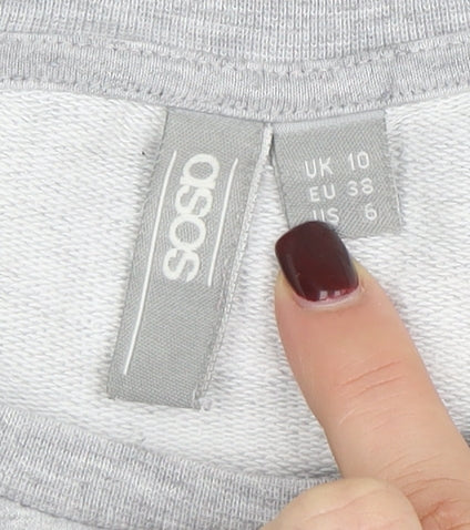 ASOS Women Grey Star Print Pullover Sweatshirt UK 10 Long Sleeve