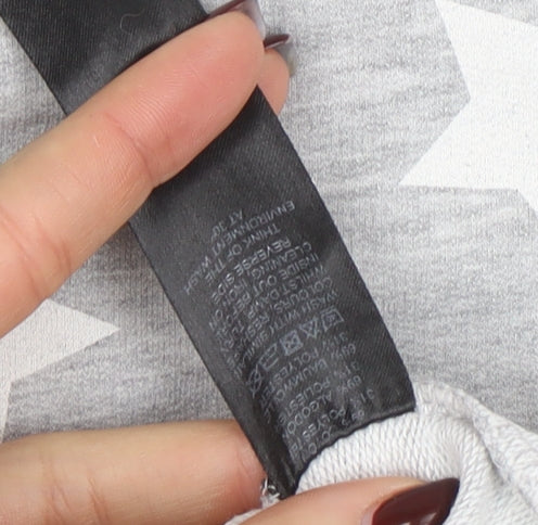 ASOS Women Grey Star Print Pullover Sweatshirt UK 10 Long Sleeve