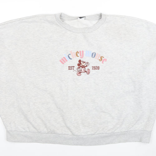 Marks & Spencer Women Grey Disney Mickey Mouse 2XL Pullover Sweatshirt
