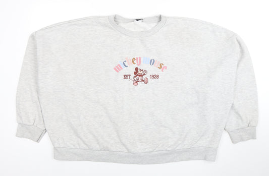 Marks & Spencer Women Grey Disney Mickey Mouse 2XL Pullover Sweatshirt