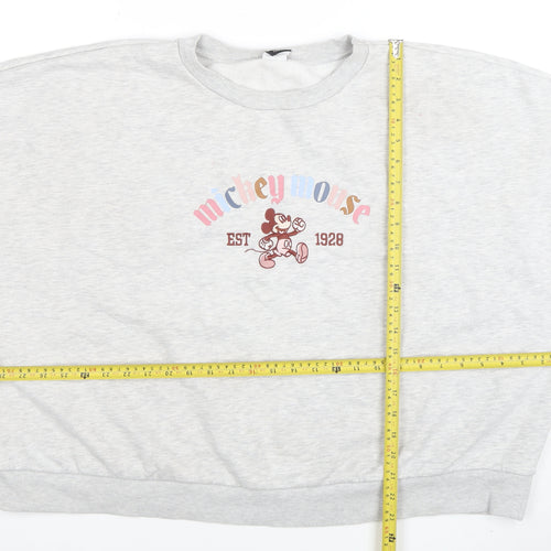 Marks & Spencer Women Grey Disney Mickey Mouse 2XL Pullover Sweatshirt