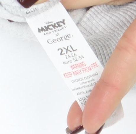 Marks & Spencer Women Grey Disney Mickey Mouse 2XL Pullover Sweatshirt