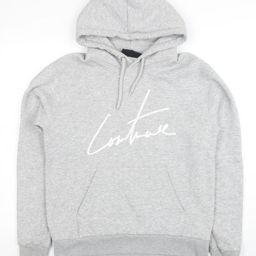 Couture Mens Grey Regular Fit Pullover Hoodie Size L
