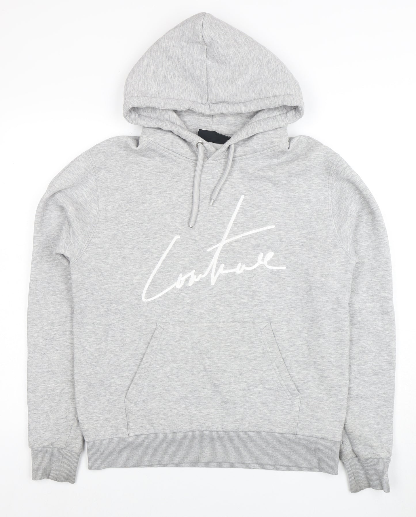 Couture Mens Grey Regular Fit Pullover Hoodie Size L