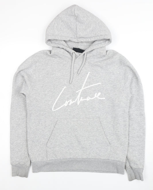 Couture Mens Grey Regular Fit Pullover Hoodie Size L