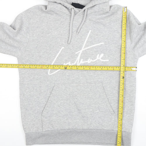 Couture Mens Grey Regular Fit Pullover Hoodie Size L
