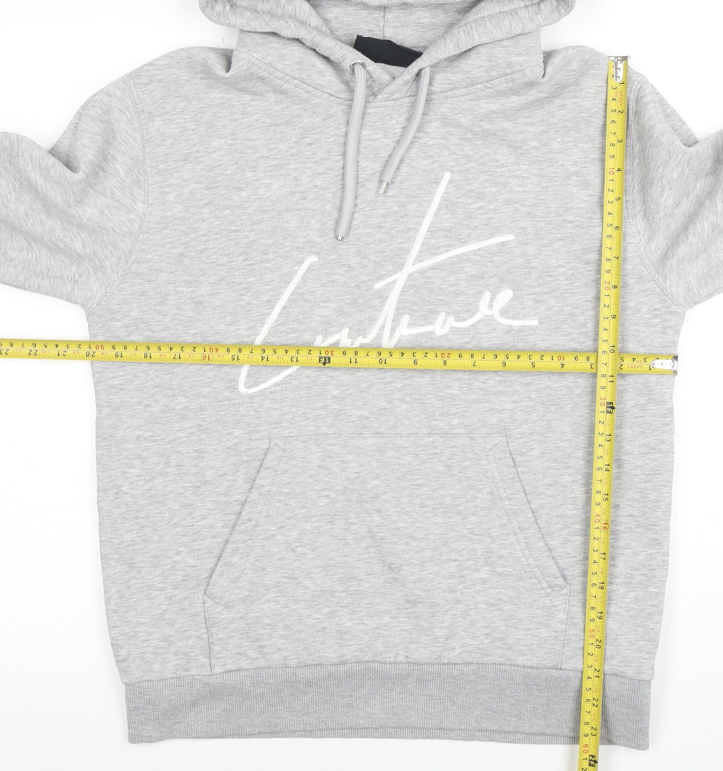 Couture Mens Grey Regular Fit Pullover Hoodie Size L