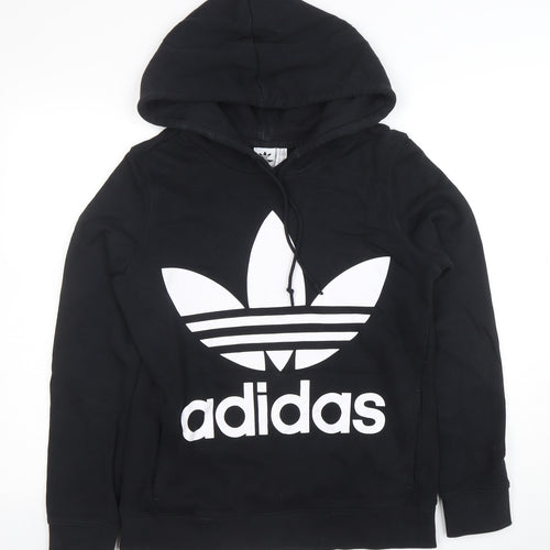 Adidas Womens Black XS Pullover Hoodie with Logo Design