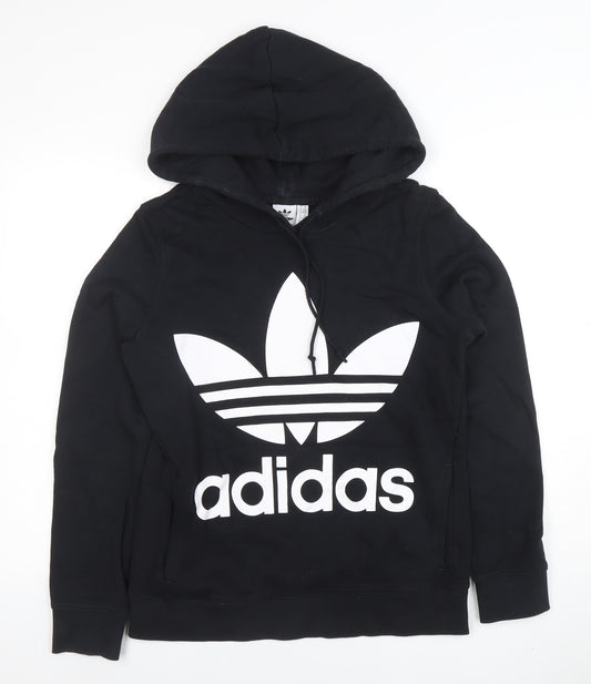 Adidas Womens Black XS Pullover Hoodie with Logo Design