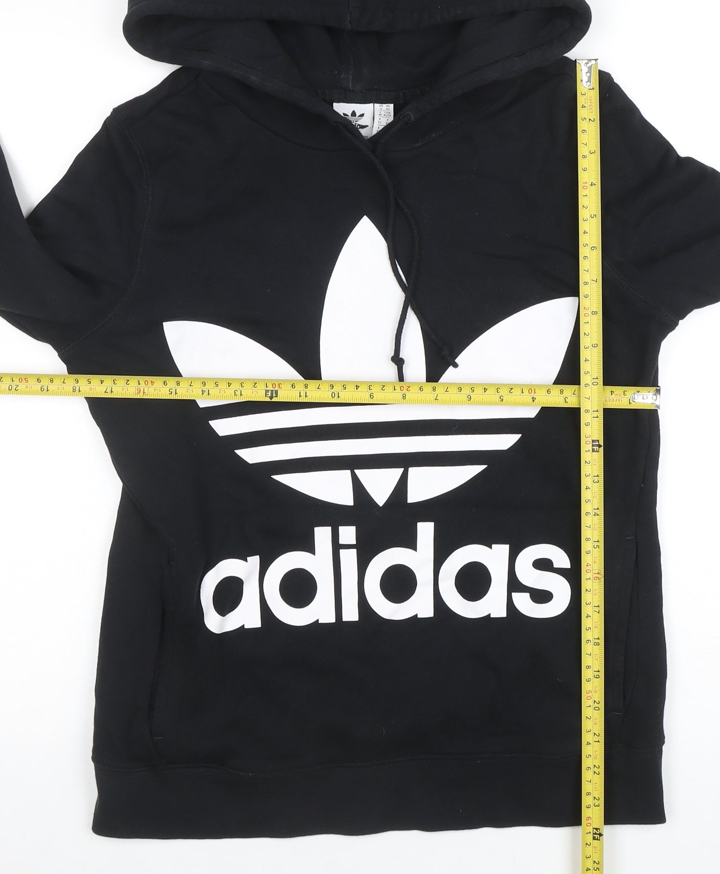 Adidas Womens Black XS Pullover Hoodie with Logo Design