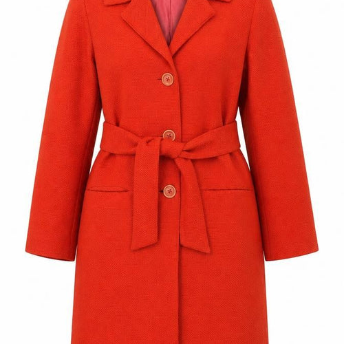 Episode Women's Red Belted Trench Coat Size 8 Classic Mid-Length