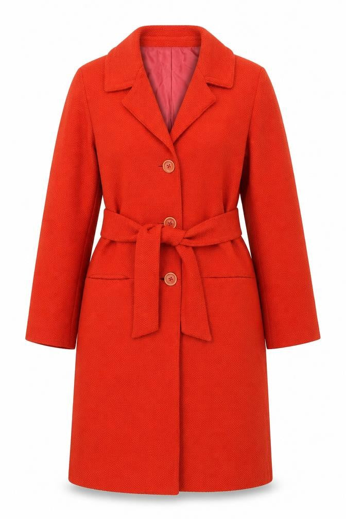 Episode Women's Red Belted Trench Coat Size 8 Classic Mid-Length