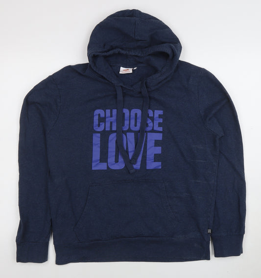 Choose Love Women's Navy Blue Pullover Hoodie Medium Organic Cotton