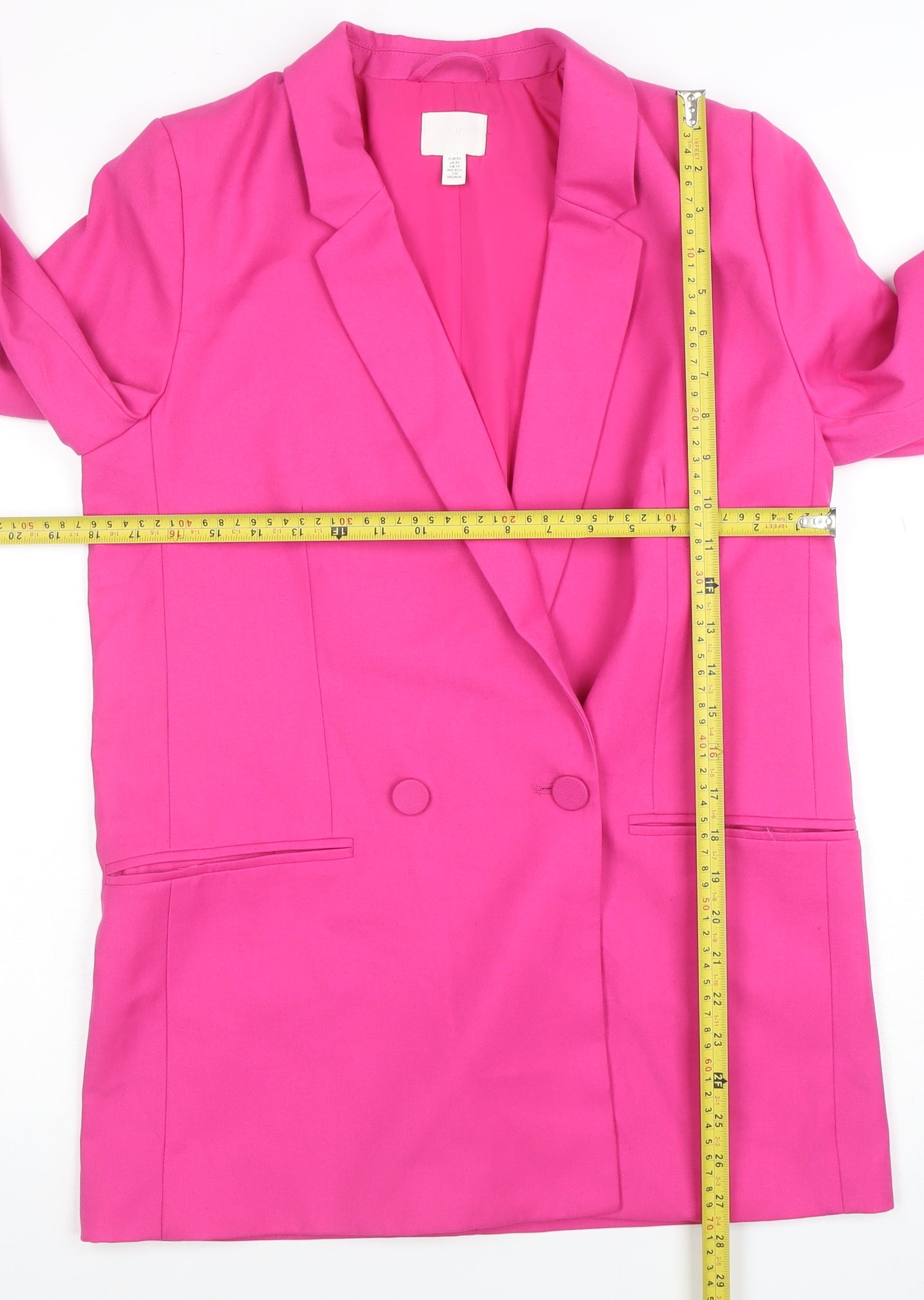 H&M Women’s Pink Double-Breasted Blazer XS Regular Fit