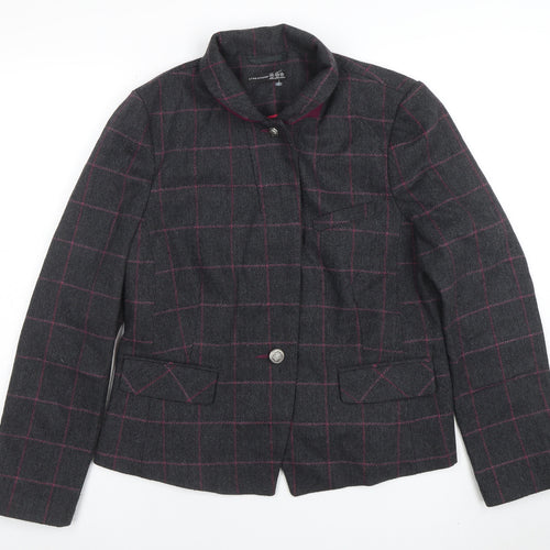 Atmosphere Women Grey Check Tweed Blazer Size 16 One Button Jacket
