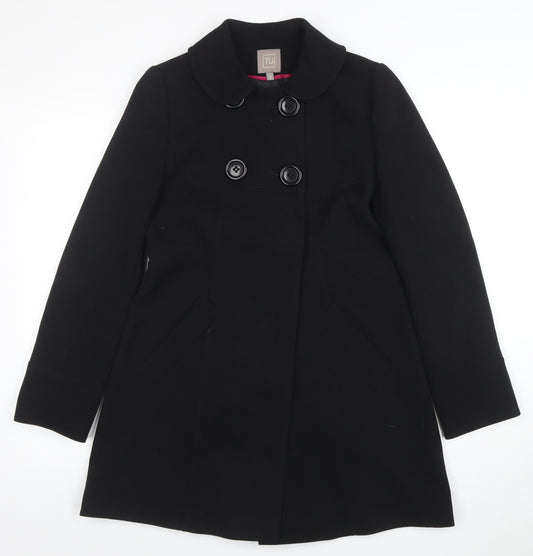 TU Women's Black Mid-Length Pea Coat Size 8 Classic Style