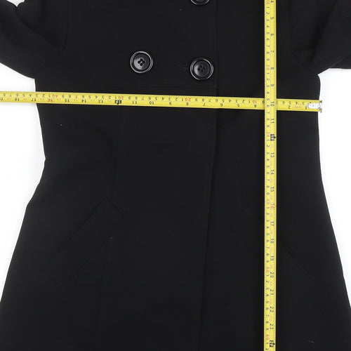 TU Women's Black Mid-Length Pea Coat Size 8 Classic Style