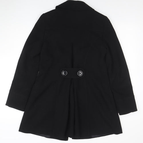 TU Women's Black Mid-Length Pea Coat Size 8 Classic Style