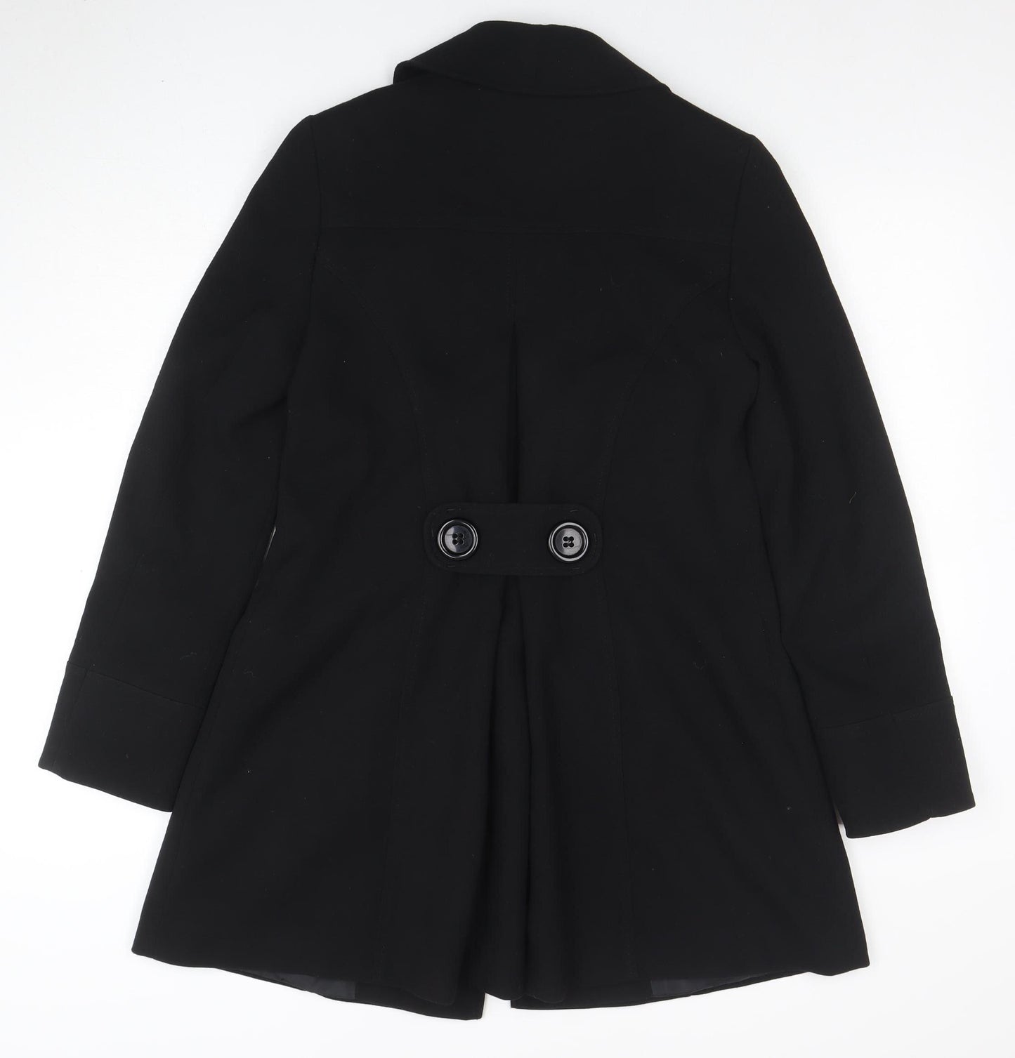 TU Women's Black Mid-Length Pea Coat Size 8 Classic Style