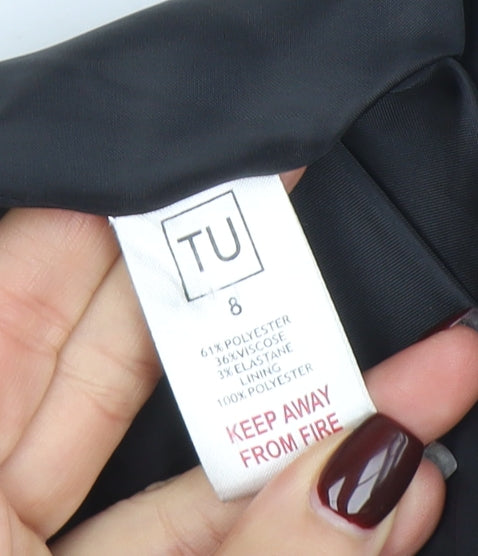 TU Women's Black Mid-Length Pea Coat Size 8 Classic Style