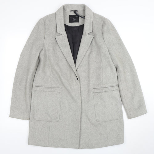 Dorothy Perkins Women Grey Size 12 Classic Wool Blend Blazer Coat