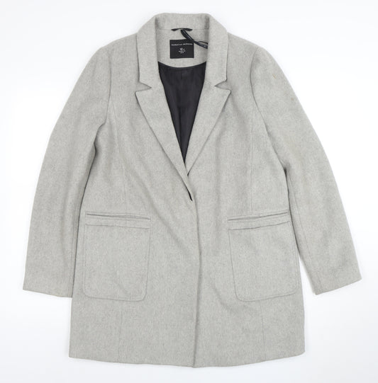 Dorothy Perkins Women Grey Size 12 Classic Wool Blend Blazer Coat