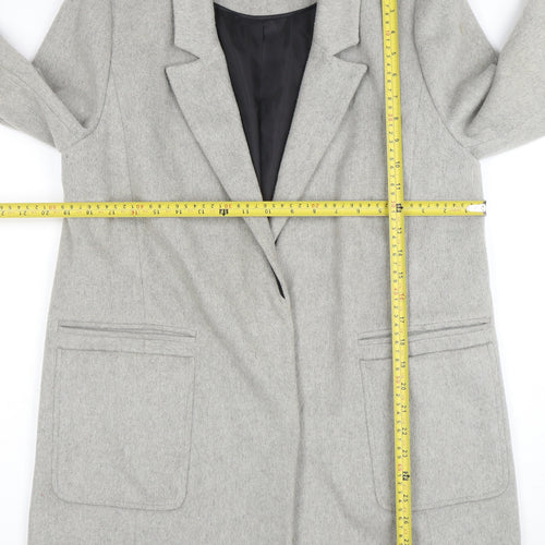 Dorothy Perkins Women Grey Size 12 Classic Wool Blend Blazer Coat