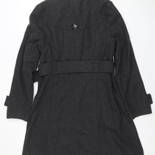 Atmosphere Womens Grey Wool Blend Belted Trench Coat Size 14
