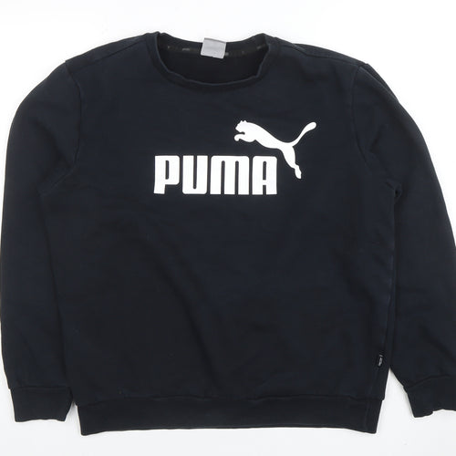 Puma Men's Black Crew Neck Logo Pullover Sweatshirt Size M