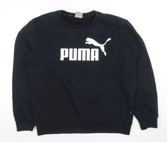 Puma Men's Black Crew Neck Logo Pullover Sweatshirt Size M