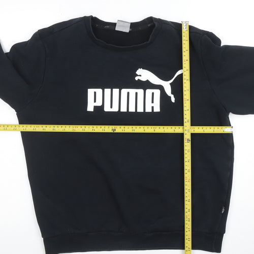 Puma Men's Black Crew Neck Logo Pullover Sweatshirt Size M