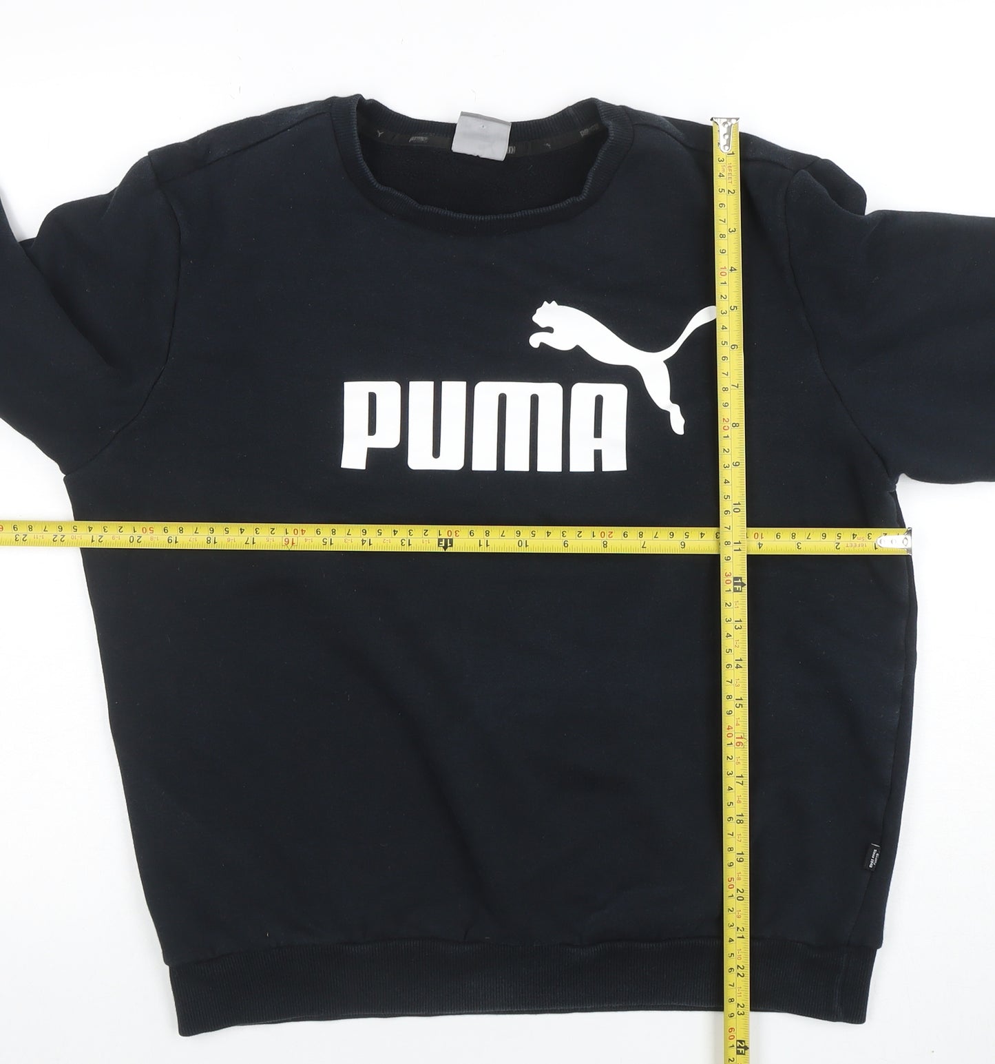 Puma Men's Black Crew Neck Logo Pullover Sweatshirt Size M