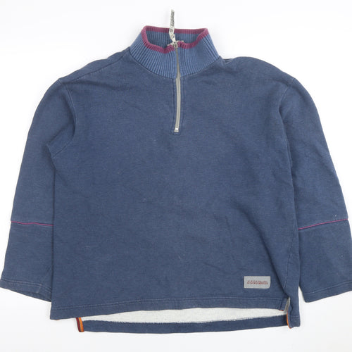 Napapijri Women Blue 1/2 Zip Cotton Sweatshirt Size S