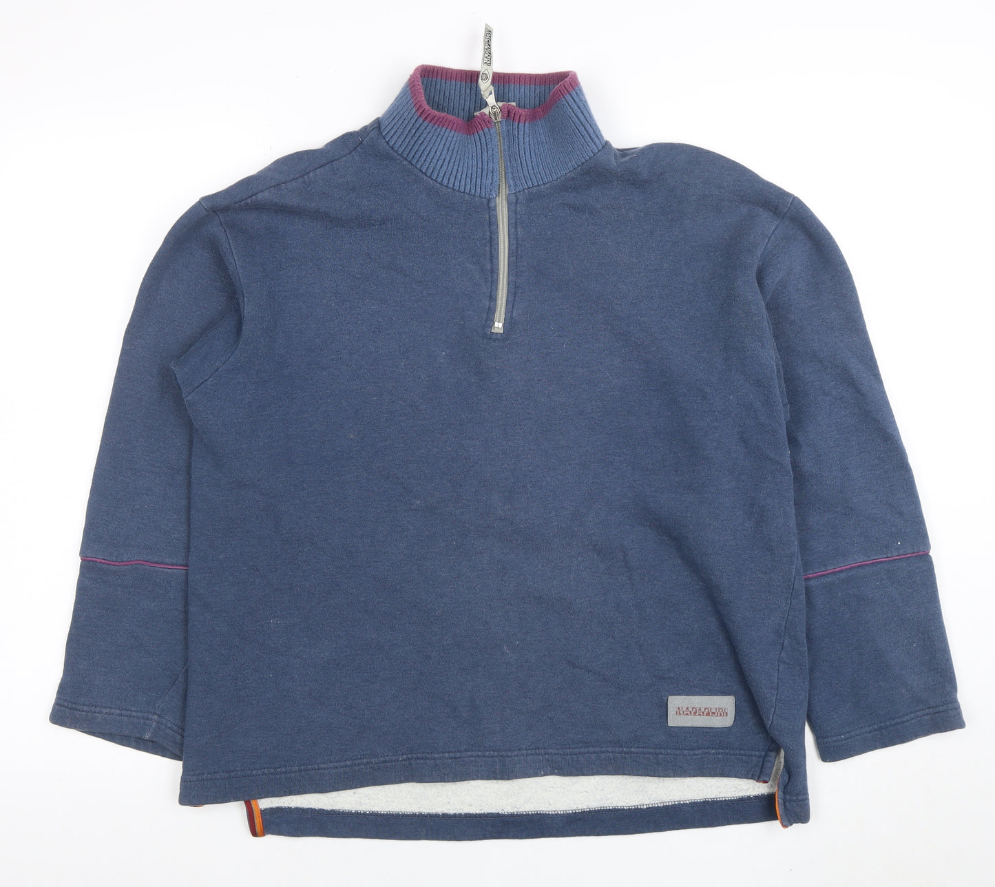 Napapijri Women Blue 1/2 Zip Cotton Sweatshirt Size S