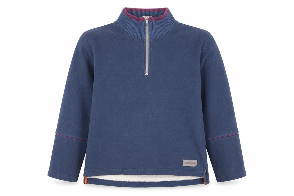 Napapijri Women Blue 1/2 Zip Cotton Sweatshirt Size S