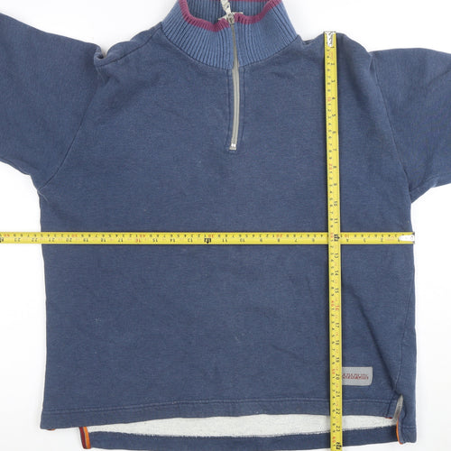 Napapijri Women Blue 1/2 Zip Cotton Sweatshirt Size S