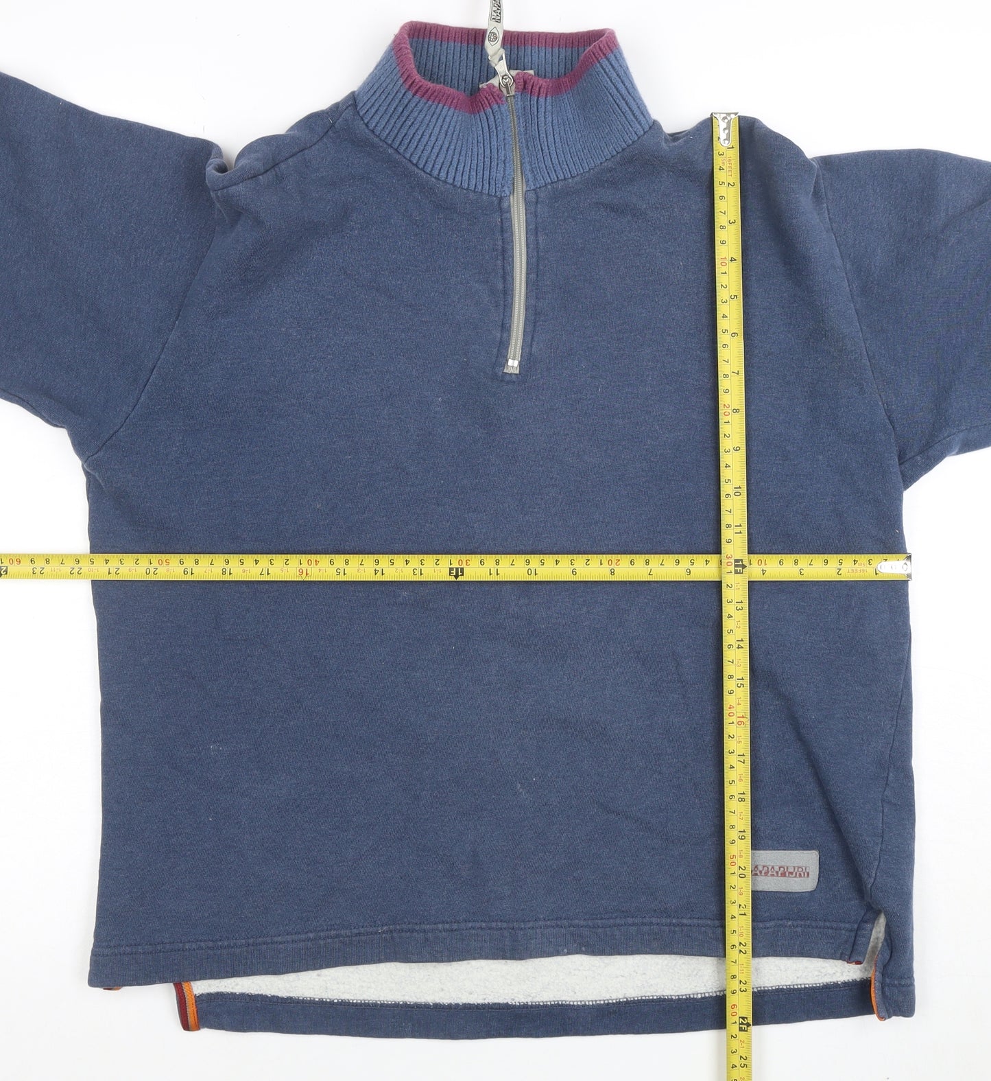 Napapijri Women Blue 1/2 Zip Cotton Sweatshirt Size S