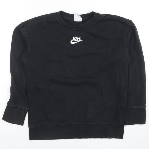 Nike Boys Black Pullover Fleece Sweatshirt 9-10 Years Crew Neck Logo