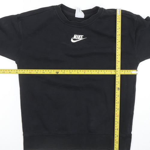 Nike Boys Black Pullover Fleece Sweatshirt 9-10 Years Crew Neck Logo