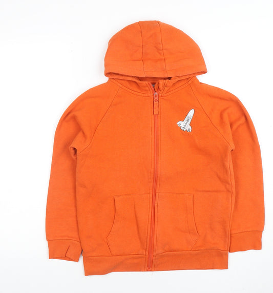 Mountain Warehouse Boys Orange Full Zip Hoodie - 11-12 Years Cotton Blend