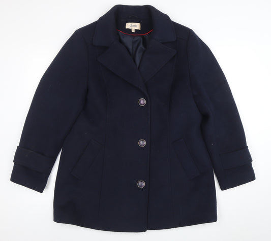 Classic Women’s Navy Blue Wool Blend Pea Coat Size 16