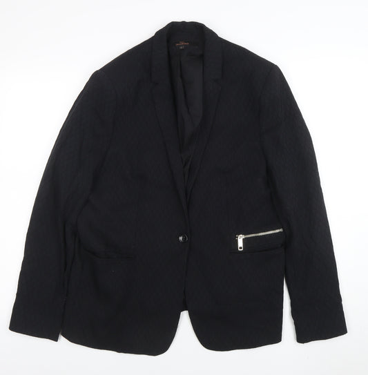 Next Women Black Quilted Single-Breasted Blazer UK 18 Tailored Lined