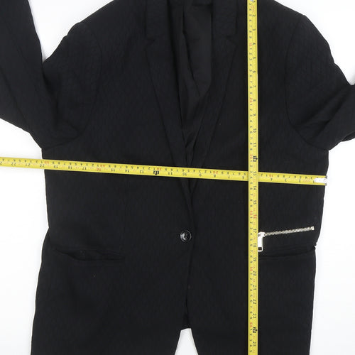 Next Women Black Quilted Single-Breasted Blazer UK 18 Tailored Lined