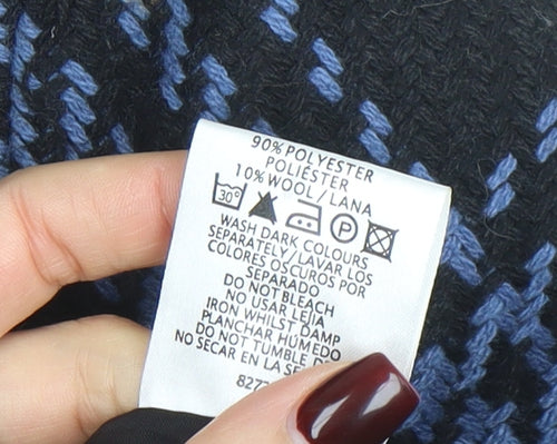 Atmosphere Women's Black Blue Check Hooded Duffle Coat Size 10