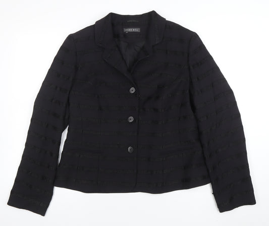 ALEX & Co. Women's Black Wool Blend Striped Blazer UK 16 Classic Fit
