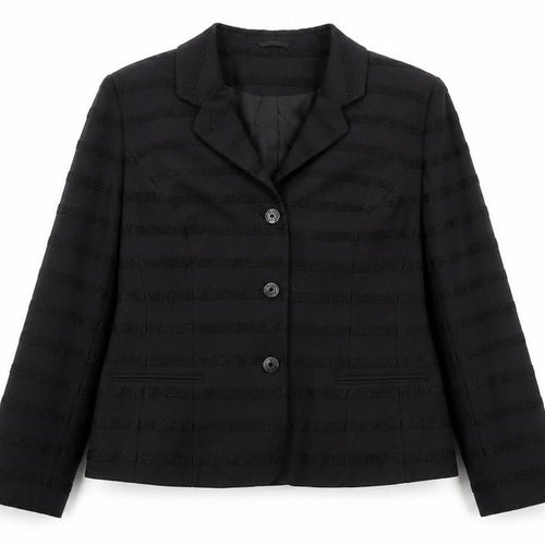 ALEX & Co. Women's Black Wool Blend Striped Blazer UK 16 Classic Fit
