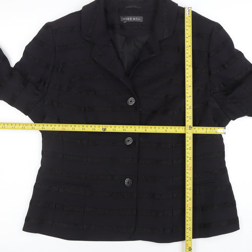 ALEX & Co. Women's Black Wool Blend Striped Blazer UK 16 Classic Fit