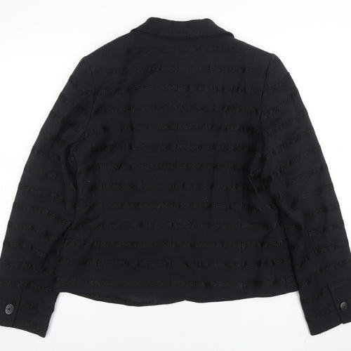 ALEX & Co. Women's Black Wool Blend Striped Blazer UK 16 Classic Fit